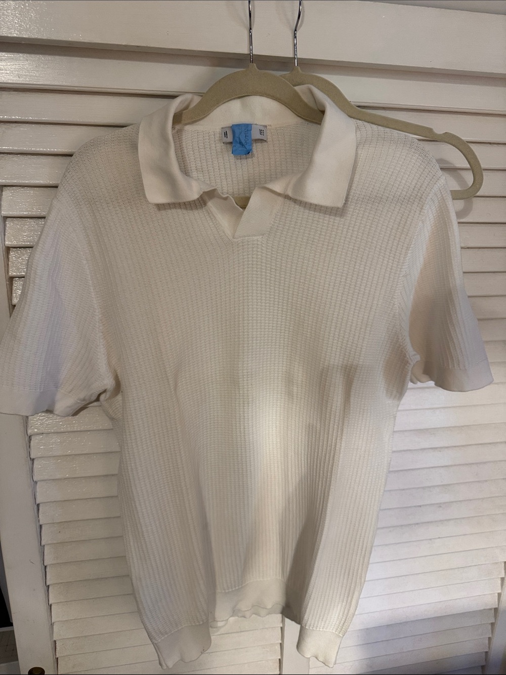Mango Cream Knit Polo Shirt